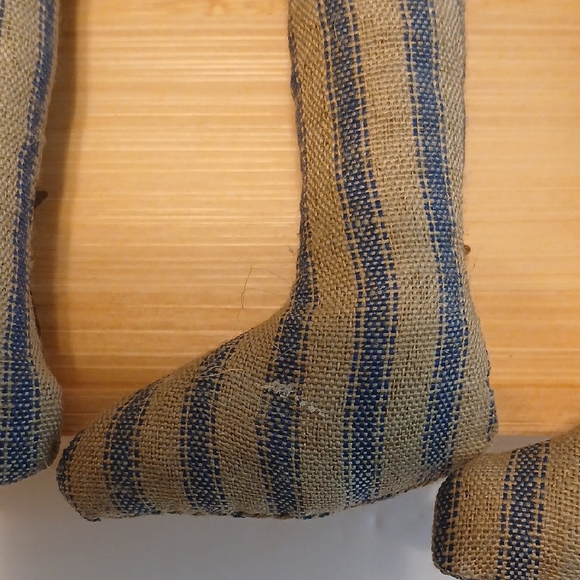 4 Rustic Striped Primitive Stocking Ornaments - Picture 5 of 11